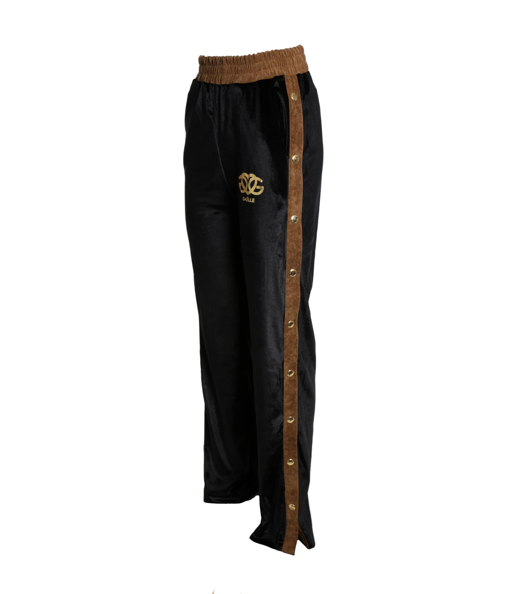 Pantalone Velluto Con Bottoni + Stampa - Nero - Image 3